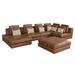 Brown Sectional - Latitude Run® 112.7" Modern Convertible Sectional Sofa Couch w/ Movable Ottoman & Pillows Faux | Wayfair