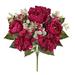 Primrue Mixed Peony Hydrangea Flower Bush Fabric in Red/Pink | 17 H x 11 W x 11 D in | Wayfair 42B95013D8B34B8FA8D32E551547BD00