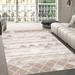 Brown/White 144 x 108 x 0.15 in Area Rug - Winston Porter Modern Moroccan Geometric Area Rug Washable Distressed Floor Carpet & Runner_Light Taupe | Wayfair