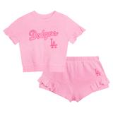 Girls Toddler Fanatics Branded Pink Los Angeles Dodgers Dugout Cute T-Shirt & Shorts Set