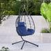 Egg Swing Chair Outdoor Hanging Chair Balcony Navy Blue Hammock Chair