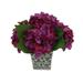 Hydrangea Arrangement in a Decorative Ceramic Vase - Purple, Blue, White