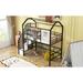 Black House Loft Bed with Storage Stairs, Twin Loft Bed with Roof and a Storage Box, Heavy-Duty Steel Loft Bed with Safety Rail