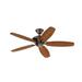 5 Blade Ceiling Fan in Modern Style-13.5 inches Tall and 52 inches Wide-Oil Brushed Bronze Finish-Walnut Blade Color Bailey Street Home