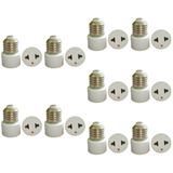 20 pcs 220V E27 Base Lamp Holder Bulb Adapter Converter to US Plug 2 Hole Flat Socket for Home Fluorescent LED Lamps Conversion (White)