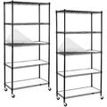 HOOMHIBIU 4- Shelving Units and on Wheels with Liners Set of 4 NSF Certified Adjustable Carbon Steel Wire Shelving Unit Rack for Garage Kitchen Office Black (50H X 30W X 14D)