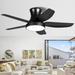 46 Inch Black Flush Mount Ceiling Fan with Light and Remote Control Low Profile Ceiling Fan with 5 blades 3 Light Color 6 Speeds for Living Room Bedroom Children room Matte Black