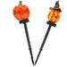 2 Pcs Decor Solar Power Lights Halloween Solar Lights Halloween Garden Light Solar Pumpkin Stake Outdoor Pathway Lights Outdoor Stake Lamp Halloween Jack-o-lantern Floor Lamp Metal Abs