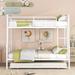 White Open Frame Metal Bunk Bed with Twin Size Trundle, Full XL Over Queen