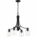 Four Light Chandelier in Transitional Style 23 inches Wide By 22 inches High-Flat Black Finish-Clear Seeded Glass Color Bailey Street Home