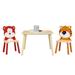 3Pieces Toddler Wooden Table and Chair Set,Natural