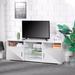 White Side Cabinet TV Stand LED 3 Tier 2 Door Living Room Bedroom