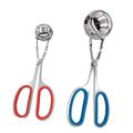 Stainless Steel Clip 2pcs Stainless Steel Meat Ball Clip Convenient Meatball Clip Kitchen Meat Ball Clip for Home Restaurant (S Size Red + L Size Blue)