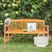 FURNDOOR Outdoor Wood Bench Patio Benches - 3 Person Wood Garden Bench Loveseats Outdoor Wood Bench Wooden Benches for Park Porch Yard Orange