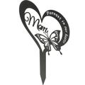 Ornament Portapotty Garden Stake Cemetery Decor Metal Grave Marker Mom Memorial Garden Pile Butterfly Memorial Plaque (Black) Geometry Iron Mother