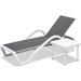 Patio Chaise Lounge Adjustable Aluminum Pool Lounge Chairs with Arm All Weather Pool Chairs for Outside in-Pool Lawn (Gray 1 Lounge Chair+1 Plastic Table)