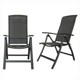 Folding Patio Chairs Set of 2 Aluminium Frame Reclining Sling Lawn Chairs with Adjustable High Backrest Patio Dining Chairs for Outdoor Camping Porch Balcony (Textilene Fabric 2 Chairs)
