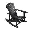 Adirondack Rocking Chair Solid Wood Chairs Finish Outdoor Furniture for Patio Backyard Garden - Black