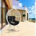 Galzed Patio Lounge Chair Black Fabric & White Wicker