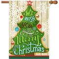 Christmas Flags Christmas Tree Garden Flags Double-Sided Christmas House Flags 28 x 40 Inch with Grommets Double Thickness Burlap Outdoor Christmas Snowflake Flag for Christmas Garden and