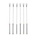 6pcs Stainless Steel Barbecue Fork BBQ Stick Fork Outdoor BBQ Tools for Party (24cm Steel Fork Handle)