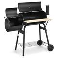 LeCeleBee Outdoor BBQ Grill with Offset Smoker & Thermometer Portable Barbecue Charcoal Grill Oven with Wheels for Patio Backyard Party