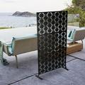 Miumaeov Modern Privacy Screen with Stand Outdoor Decorative Panels Planter Wall Metal Fence Panels Black