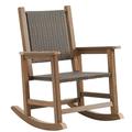 Efurden Outdoor Wicker Rocking Chair All Weather HDPE Patio Rocking Chairs Rattan Outdoor Rocker Chair for Porch Garden Lawn and Balcony (Light Brown)