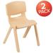 Flash Furniture 2 Pack Natural Plastic Stackable School Chair with 13.25 Seat Height