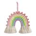 Rainbow Wall Hanging Ornaments 6 Lines Macrame Tapestries Woven Rainbow with Tassels for Nursery Room Home Decorations