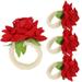4 Pcs Rose Napkin Rings Christmas Decorations Napkin Rings Artificial Flower Napkin Ring Floral Decor Serviette Ring