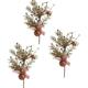 Pack Of 3 Rustic Star Holiday Floral Stems - Primitive Farmhouse Faux Pine And Pip Berry Picks With Sleigh Jingle s Star Cutout & Gingham Checked Ribbon (14-3/4 H)