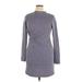 Zara Casual Dress - Mini High Neck Long sleeves: Gray Dresses - Women's Size X-Large