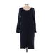 Moth Casual Dress - Sweater Dress Scoop Neck 3/4 sleeves: Blue Solid Dresses - Women's Size Small