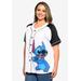 Plus Size Women's Disney Stitch Baseball Jersey Button Down Shirt by Disney in White (Size 3X (22-24))