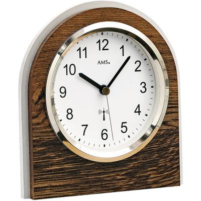 Funktischuhr AMS "F5196", braun (braun, silberfarben), Tischuhren, Wohnzimmer, Esszimmer, Made in Germany Image
