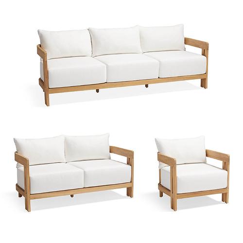 Porticello Seating Replacement Cushions - Sofa, Resort Stripe Cobalt - Frontgate
