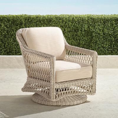 Hampton Swivel Lounge Chair in Ivory Wicker - Standard, Seasalt - Frontgate
