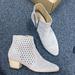 Anthropologie Shoes | Anthropologie Soludos Lola Perforated Suede Ankle Booties 7 Mineral Grey Beige | Color: Gray/Tan | Size: 7