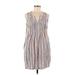 Sonoma Goods for Life Casual Dress - Mini V Neck Sleeveless: Gray Print Dresses - Women's Size Medium Petite