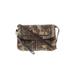 B Makowsky Leather Crossbody Bag: Embossed Brown Camo Bags