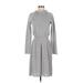 Tory Burch Casual Dress Mock Long sleeves: Gray Print Dresses - Women's Size Small