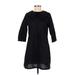 Divided by H&M Casual Dress - Shift Crew Neck 3/4 sleeves: Black Print Dresses - Women's Size Small