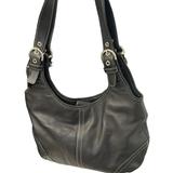 Coach Bags | Beautifulcoach Leather Black Handbag Shoulder Bag Satchel Tote Silver Auth | Color: Black | Size: Os