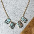 Jessica Simpson Jewelry | Jessica Simpson Gold And Marbled Turquoise Stone Necklace | Color: Blue/Gold | Size: Os
