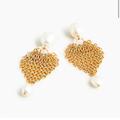 J. Crew Jewelry | J.Crew Freshwater Pearl Chain Mesh Drop Earrings Os Pearl Gold Finish | Color: Gold/White | Size: Os