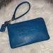 Coach Bags | Euc Coach Wagon Embossed Leather Wristlet Leather | Color: Blue/Green | Size: 6.5x4