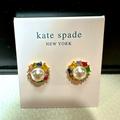 Kate Spade Jewelry | Kate Spade Gold Pearl Multi Crystal Candy Shop Halo Stud Earrings New | Color: Red/Silver | Size: Os