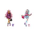Monster High Mattel Clawdeen - Puppe mit Animal-Print-Pullover und schaurig-schönem Longsleeve-Top & Lagoona Blue Puppe - Pink Hoodie