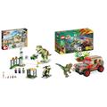 LEGO 76944 Jurassic World T. Rex Ausbruch, Dinosaurier-Spielzeug ab 4 Jahren & 76958 Jurassic Park Hinterhalt des Dilophosaurus, Dinosaurier Spielzeug Set mit Figur und Jeep für Kinder ab 6 Jahren